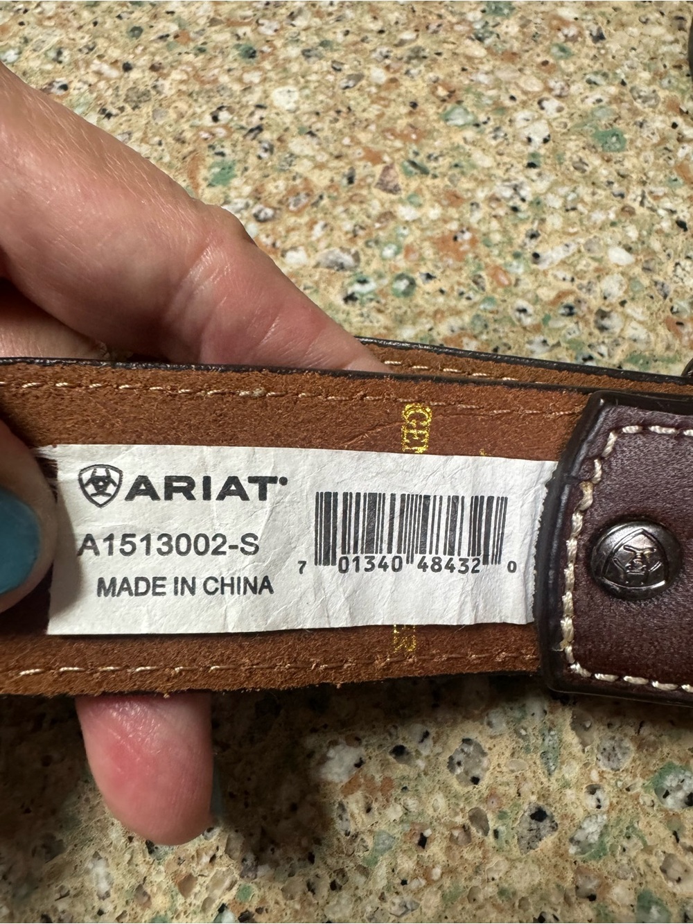Ariat Brown Leather Belt with Silver-Tone Stud Detail rhinestones small mint - Picture 3 of 6